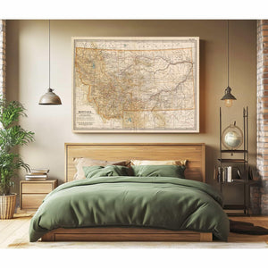 Bella Frye Home & Garden > Decor > Artwork Framed Montana Vintage Map - Ornate Embellishment Frame with Print