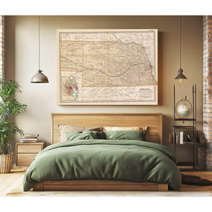 Bella Frye Home & Garden > Decor > Artwork Framed Nebraska Vintage Map - Ornate Embellishment Frame with Print