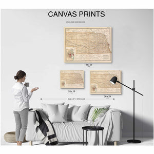 Bella Frye Home & Garden > Decor > Artwork Framed Nebraska Vintage Map - Ornate Embellishment Frame with Print