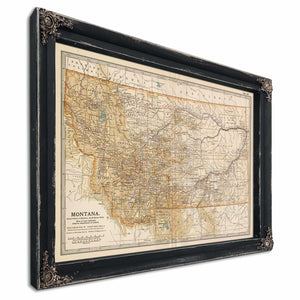 Bella Frye Home & Garden > Decor > Artwork Framed Montana Vintage Map - Ornate Embellishment Frame with Print
