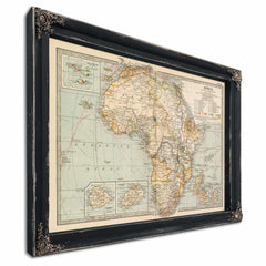Framed Africa Vintage Map - Ornate Embellishment Frame with Print — Ebony Framed Canvas Print | Bella Frye