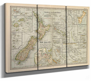 a three panel map of new zealand