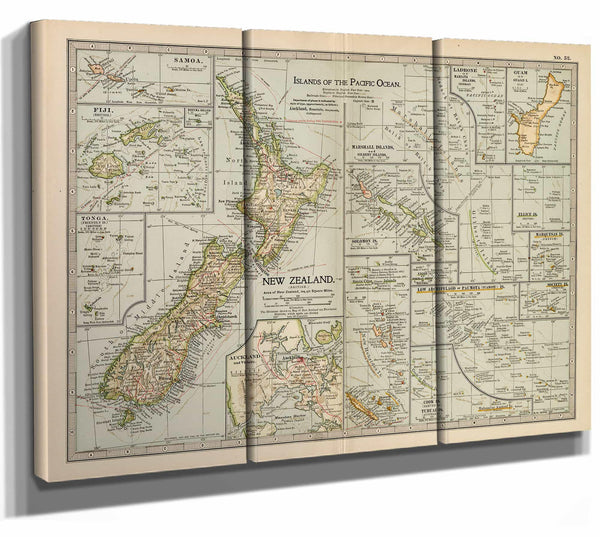 a three panel map of new zealand