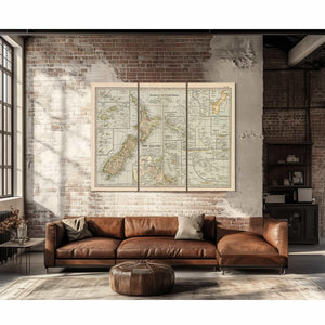 Bella Frye Home & Garden > Decor > Artwork Framed Islands Of The Pacific Ocean Vintage Map - Ornate Embellishment Frame with Print