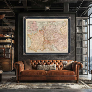 Bella Frye Home & Garden > Decor > Artwork Framed Central Europe Vintage Map - Ornate Embellishment Frame with Print