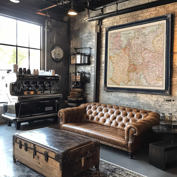 Bella Frye Home & Garden > Decor > Artwork Framed Central Europe Vintage Map - Ornate Embellishment Frame with Print