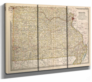 Bella Frye Home & Garden > Decor > Artwork Framed Missouri Vintage Map - Ornate Embellishment Frame with Print