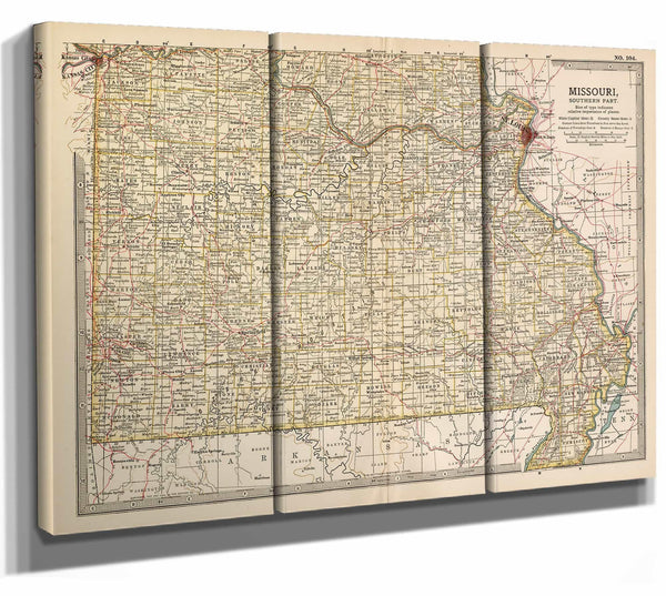 Bella Frye Home & Garden > Decor > Artwork Framed Missouri Vintage Map - Ornate Embellishment Frame with Print