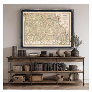 Bella Frye Home & Garden > Decor > Artwork Framed Missouri Vintage Map - Ornate Embellishment Frame with Print