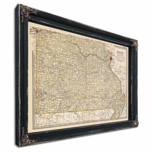 Bella Frye Home & Garden > Decor > Artwork Framed Missouri Vintage Map - Ornate Embellishment Frame with Print