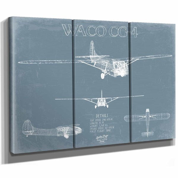 Bella Frye Home & Garden > Decor > Artwork WACO CG-4 Aircraft Blueprint Wall Art - Original Airplane Print
