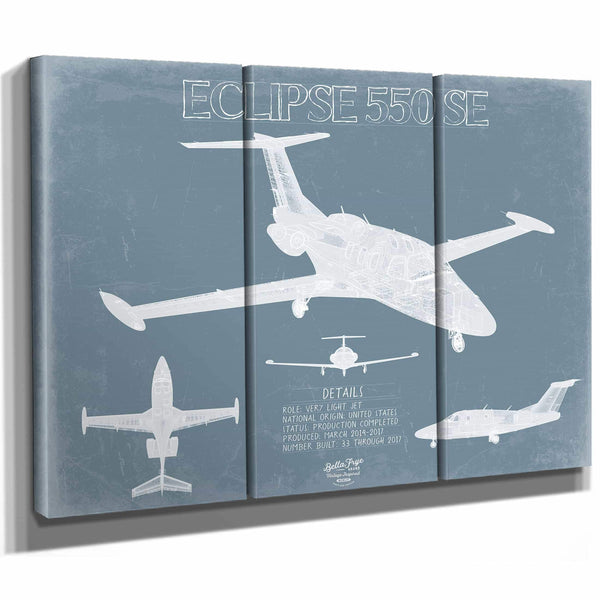 Bella Frye Home & Garden > Decor > Artwork Eclipse 550 SE Aircraft Blueprint Wall Art - Original Airplane Print