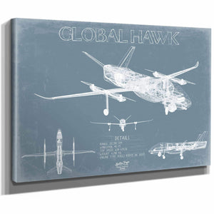 Bella Frye Home & Garden > Decor > Artwork Global Hawk Aircraft Blueprint Wall Art - Original Airplane Print