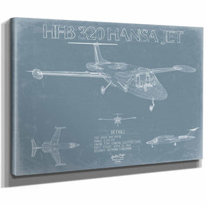 Bella Frye Home & Garden > Decor > Artwork HFB 320 Hansa Jet Aircraft Blueprint Wall Art - Original Airplane Print