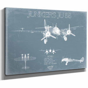 Bella Frye Home & Garden > Decor > Artwork Junkers Ju 88 Aircraft Blueprint Wall Art - Original Airplane Print