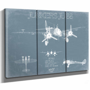 Bella Frye Home & Garden > Decor > Artwork Junkers Ju 88 Aircraft Blueprint Wall Art - Original Airplane Print