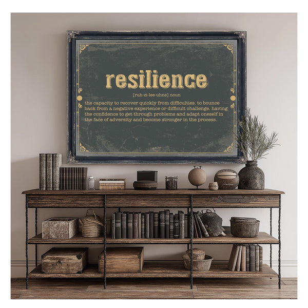 Bella Frye Home & Garden > Decor > Artwork Resilience Word Definition Wall Art - Gift for Resilience Dictionary Artwork