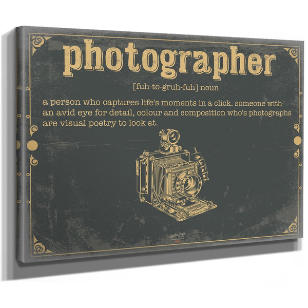 Bella Frye Home & Garden > Decor > Artwork Photographer Word Definition Wall Art - Gift for Photographer Artwork