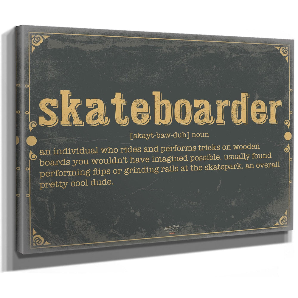 Bella Frye Home & Garden > Decor > Artwork Skateboarder Word Definition Wall Art - Gift for Skateboarder Dictionary Artwork