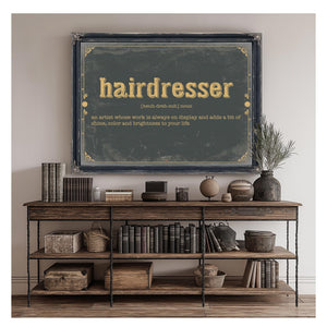 Bella Frye Home & Garden > Decor > Artwork Hairdresser Word Definition Wall Art - Gift for Hairdresser Dictionary Artwork