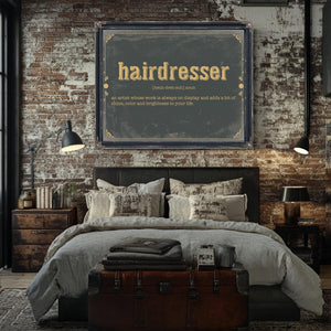 Bella Frye Home & Garden > Decor > Artwork Hairdresser Word Definition Wall Art - Gift for Hairdresser Dictionary Artwork