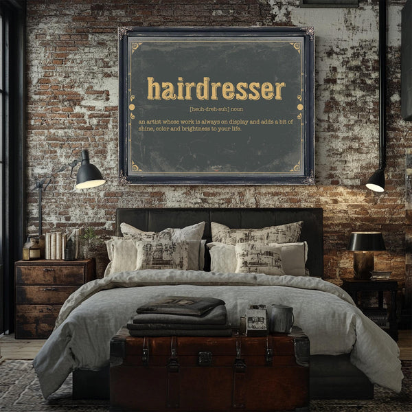 Bella Frye Home & Garden > Decor > Artwork Hairdresser Word Definition Wall Art - Gift for Hairdresser Dictionary Artwork