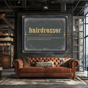 Bella Frye Home & Garden > Decor > Artwork Hairdresser Word Definition Wall Art - Gift for Hairdresser Dictionary Artwork