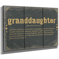 Bella Frye Home & Garden > Decor > Artwork Granddaughter Word Definition Wall Art - Gift for Granddaughter Dictionary Artwork