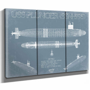 Bella Frye Home & Garden > Decor > Artwork USS Plunger (SSN-595) Blueprint Wall Art - Original Submarine Print