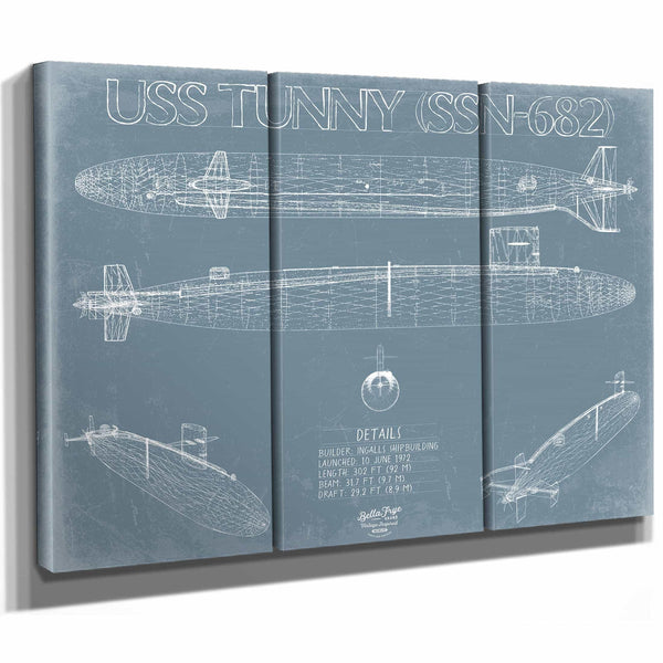 Bella Frye Home & Garden > Decor > Artwork USS Tunny (SSN-682) Blueprint Wall Art - Original Nuclear-powered Attack Submarine Print