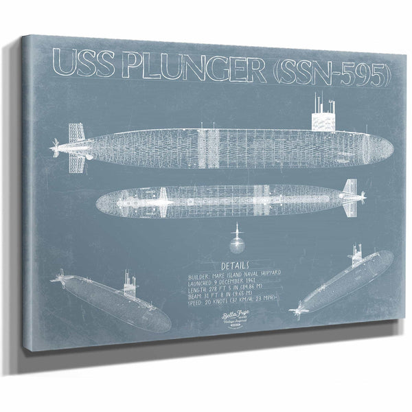 Bella Frye Home & Garden > Decor > Artwork USS Plunger (SSN-595) Blueprint Wall Art - Original Submarine Print