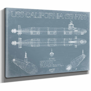 Bella Frye Home & Garden > Decor > Artwork USS California (SSN-781) Blueprint Wall Art - Original Submarine Print