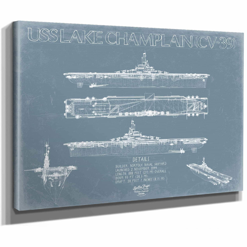 Bella Frye Home & Garden > Decor > Artwork USS Lake Champlain (CV-39) Blueprint Wall Art - Original Carrier Print