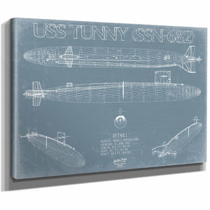 Bella Frye Home & Garden > Decor > Artwork USS Tunny (SSN-682) Blueprint Wall Art - Original Nuclear-powered Attack Submarine Print