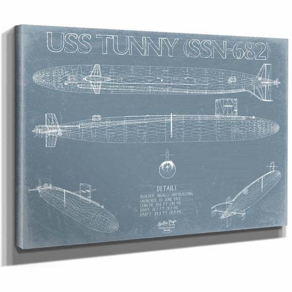 Bella Frye Home & Garden > Decor > Artwork USS Tunny (SSN-682) Blueprint Wall Art - Original Nuclear-powered Attack Submarine Print