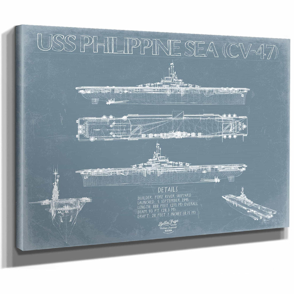 Bella Frye Home & Garden > Decor > Artwork USS Philippine Sea (CV-47) Blueprint Wall Art - Original Carrier Print