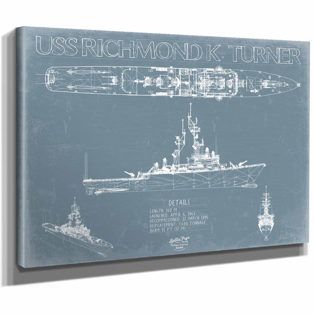 Bella Frye Home & Garden > Decor > Artwork USS Richmond K. Turner (DLG-20 / CG-20) Blueprint Wall Art - Original Cruiser Print