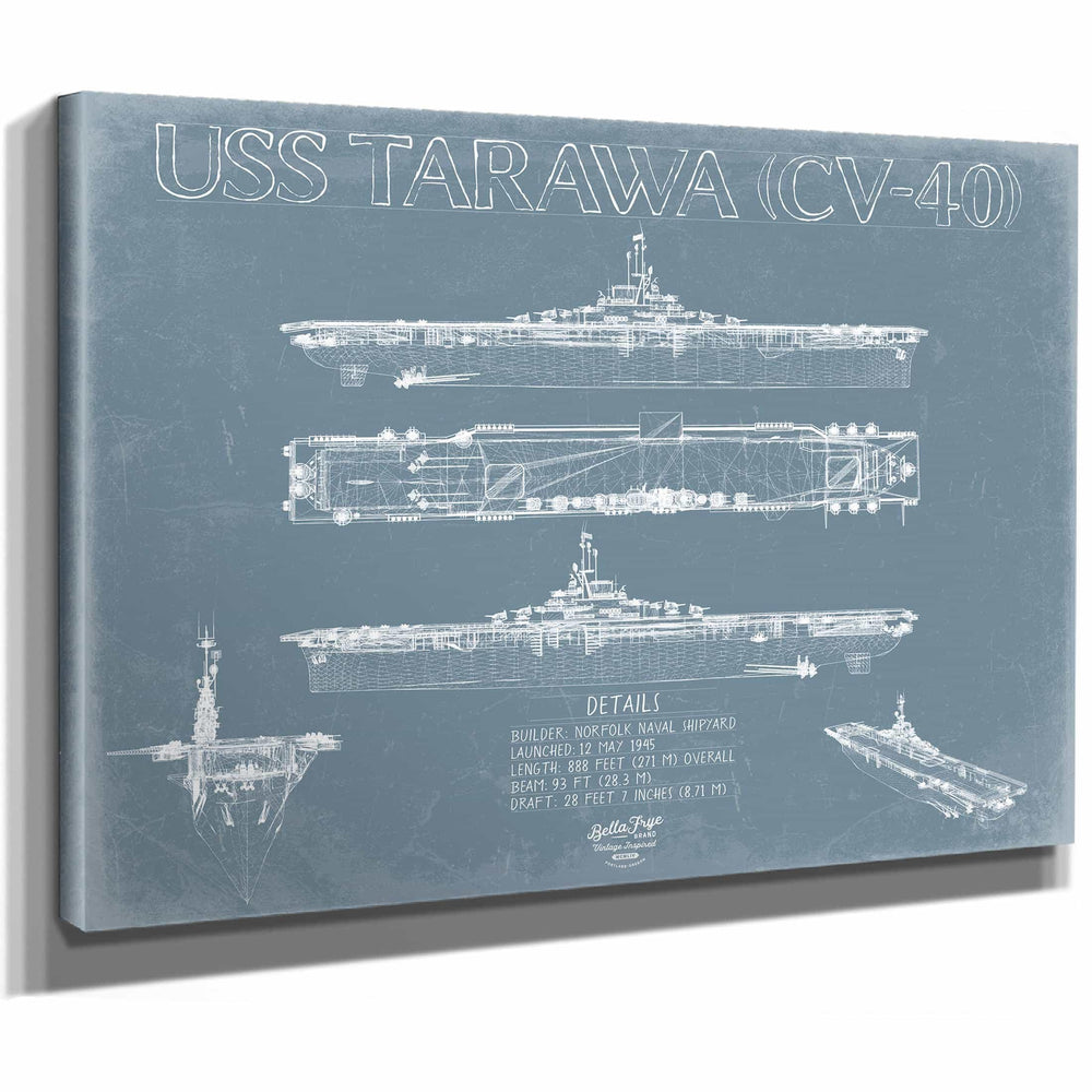 Bella Frye Home & Garden > Decor > Artwork USS Tarawa (CV-40) Blueprint Wall Art - Original Carrier Print