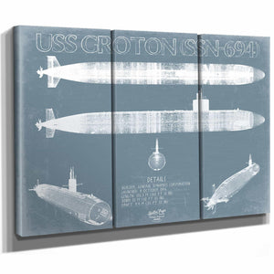 Bella Frye Home & Garden > Decor > Artwork USS Groton (SSN-694) Blueprint Wall Art - Original Submarine Print