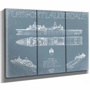 Bella Frye Home & Garden > Decor > Artwork USS Fort Lauderdale (LPD-28) Blueprint Wall Art - Original Amphibious Transport Dock Print