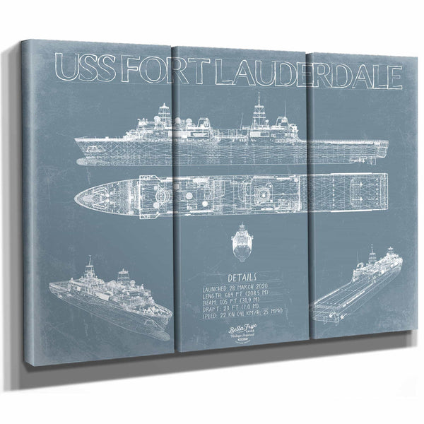 Bella Frye Home & Garden > Decor > Artwork USS Fort Lauderdale (LPD-28) Blueprint Wall Art - Original Amphibious Transport Dock Print