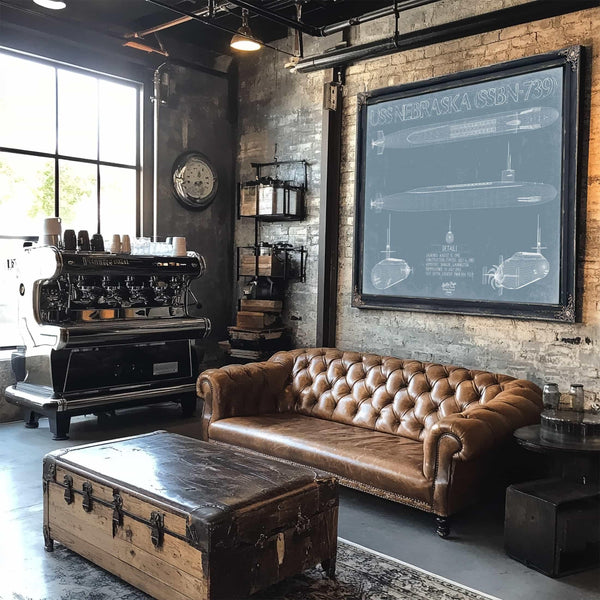 Bella Frye Home & Garden > Decor > Artwork USS Nebraska (SSBN-739) Blueprint Wall Art - Original Submarine Print