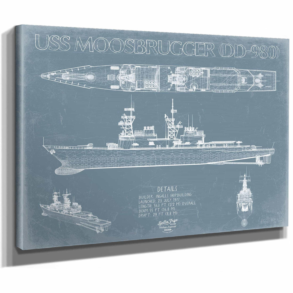Bella Frye Home & Garden > Decor > Artwork USS Moosbrugger (DD-980) Blueprint Wall Art - Original Destroyer Print