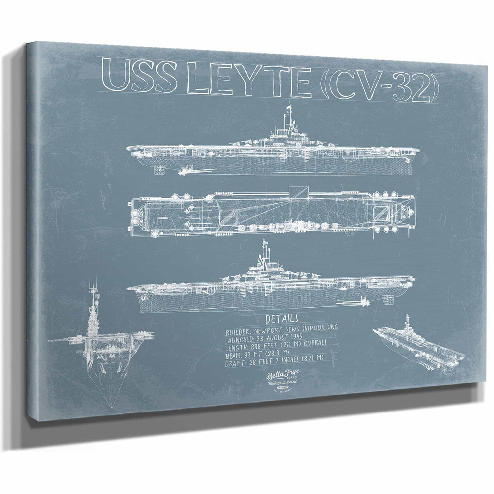 Bella Frye Home & Garden > Decor > Artwork USS Leyte (CV-32) Blueprint Wall Art - Original Carrier Print