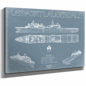 Bella Frye Home & Garden > Decor > Artwork USS Fort Lauderdale (LPD-28) Blueprint Wall Art - Original Amphibious Transport Dock Print