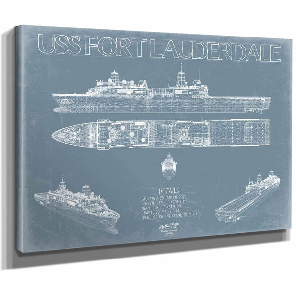 Bella Frye Home & Garden > Decor > Artwork USS Fort Lauderdale (LPD-28) Blueprint Wall Art - Original Amphibious Transport Dock Print
