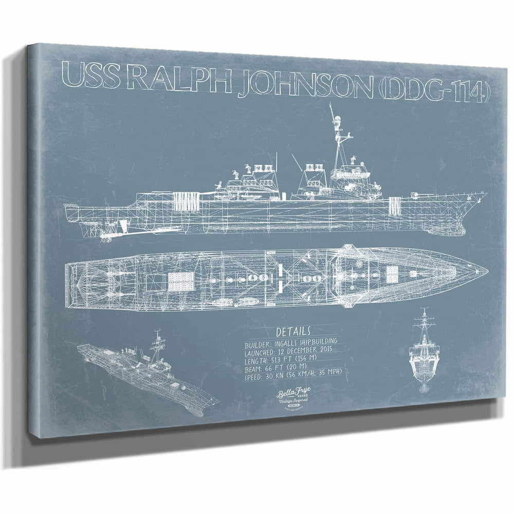 Bella Frye Home & Garden > Decor > Artwork USS Ralph Johnson (DDG-114) Blueprint Wall Art - Original Guided-Missile Destroyer Print