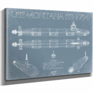Bella Frye Home & Garden > Decor > Artwork USS Montana (SSN-794) Blueprint Wall Art - Original Submarine Print