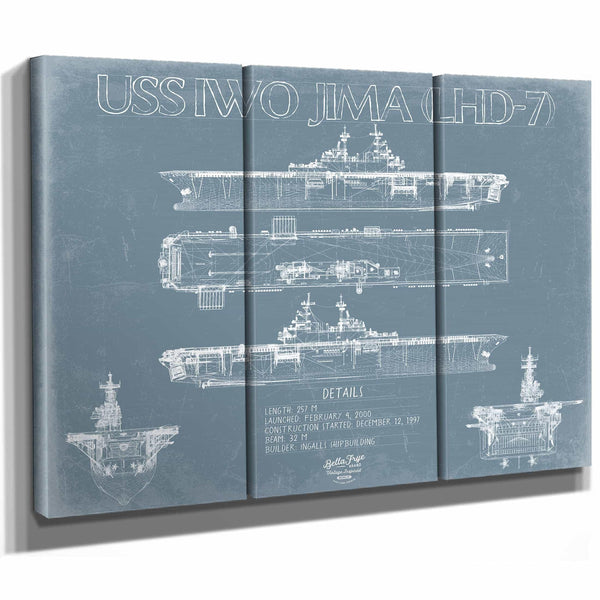 Bella Frye Home & Garden > Decor > Artwork USS Iwo Jima (LHD-7) Blueprint Wall Art - Original Amphibious Assault Ship Print