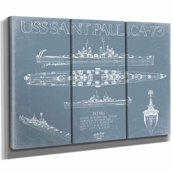 Bella Frye Home & Garden > Decor > Artwork USS Saint Paul (CA-73) Blueprint Wall Art - Original Cruiser Print
